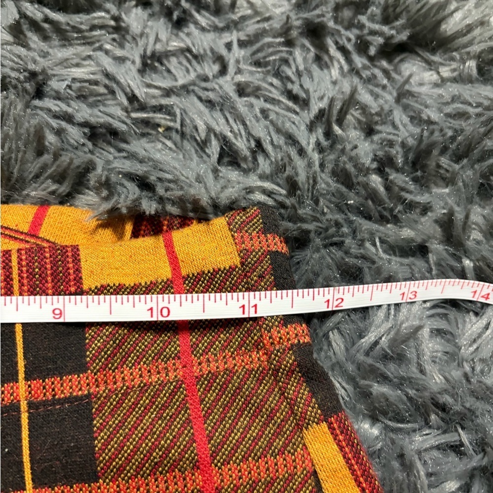 High-Rise Plaid Flared Pants in Yellow & Red - Picture 9 of 10